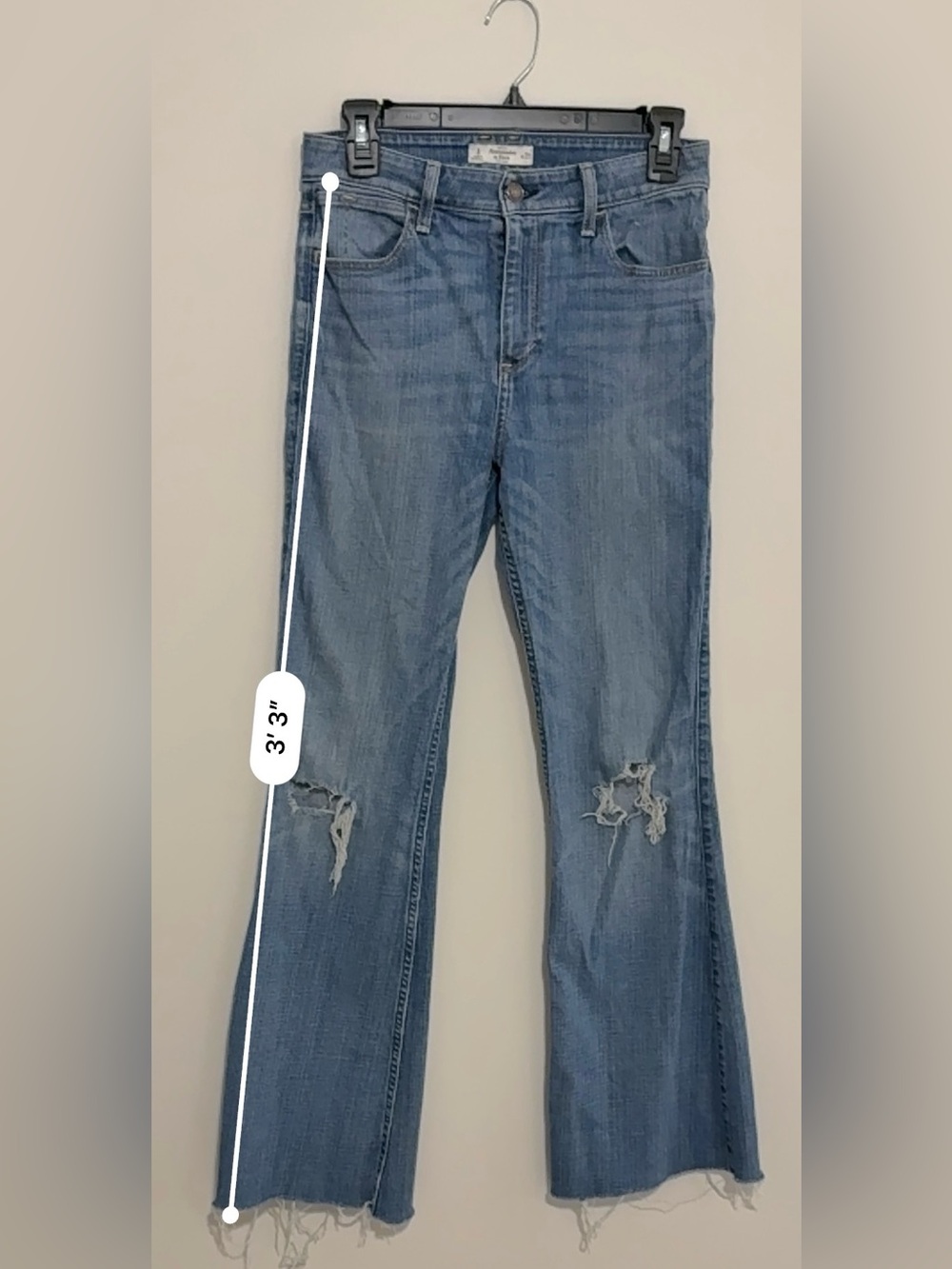 Abercrombie & Fitch Women's Distressed Mid-Blue Flare Jeans - Picture 6 of 9